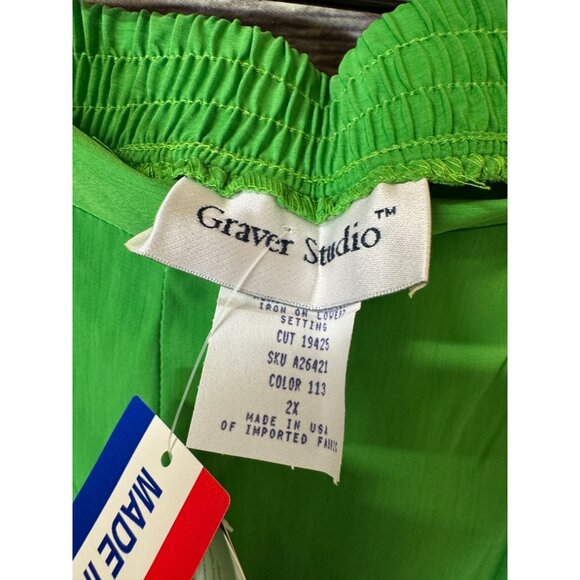 Graver Studio Flat Front Pleated Shorts 2X Pull On Elastic Waist Lime‎ Green - Picture 4 of 5